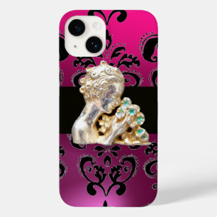 JUNGE FRAU MIT BLUMEN SCHWARZ PINK DAMAST Amethyst Case-Mate iPhone 14 Hülle