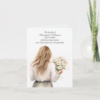 Junge Frau mit Daisies Beileid Danke