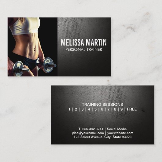 Junge Frau mit der dubbell-Visitenkarte Visitenkarte (Vorne/Hinten)