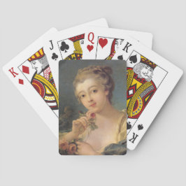 Junge Frau mit einem Bouquet von Rose im Detail Spielkarten