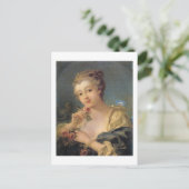 Junge Frau mit einem Bouquet von Rose Postkarte (Stehend Vorderseite)