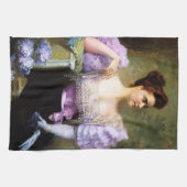 Junge Frau mit einem Hydrangeas-Bouquet Geschirrtuch (Horizontal)