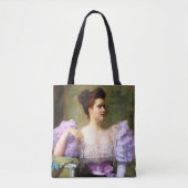 Junge Frau mit einem Hydrangeas-Bouquet Tasche (Vorderseite)