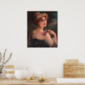 Junge Frau mit einem Sprig von Lilac Poster (Küche)