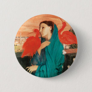 Junge Frau mit Ibis Fine Art von Edgar Degas Button