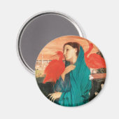Junge Frau mit Ibis Fine Art von Edgar Degas Magnet (Vorderseite/Rückseite)