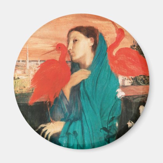 Junge Frau mit Ibis Fine Art von Edgar Degas Magnet (Vorne)