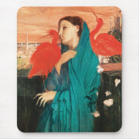 Junge Frau mit Ibis Fine Art von Edgar Degas Mousepad (Vorne)