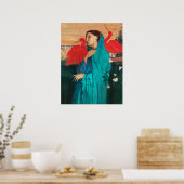 Junge Frau mit Ibis von Edgar Degas Poster (Küche)