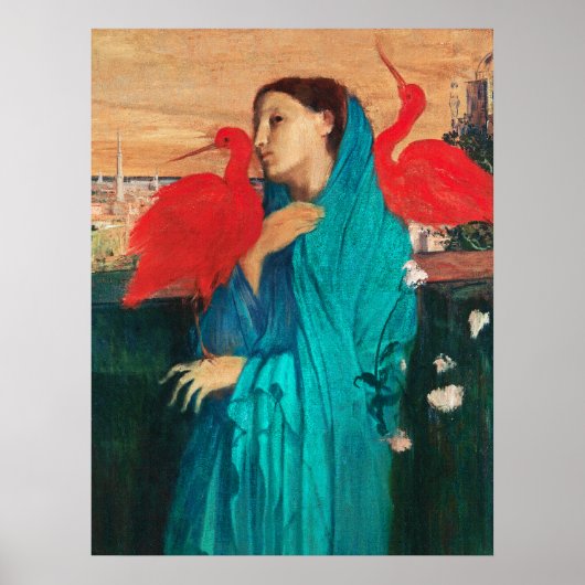 Junge Frau mit Ibis von Edgar Degas Poster (Vorne)