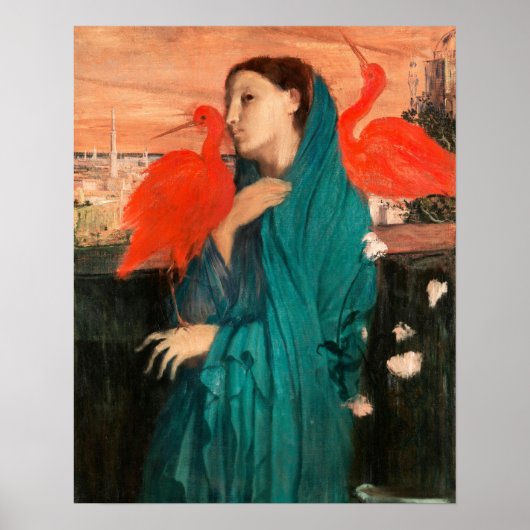 Junge Frau mit Ibis von Edgar Degas Poster (Vorne)