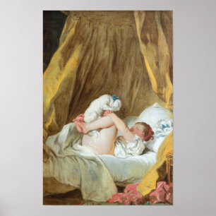Junge Frau mit ihrem Hund - Fragonard Poster