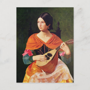 Junge Frau mit Mandoline, 1845-47 Postkarte