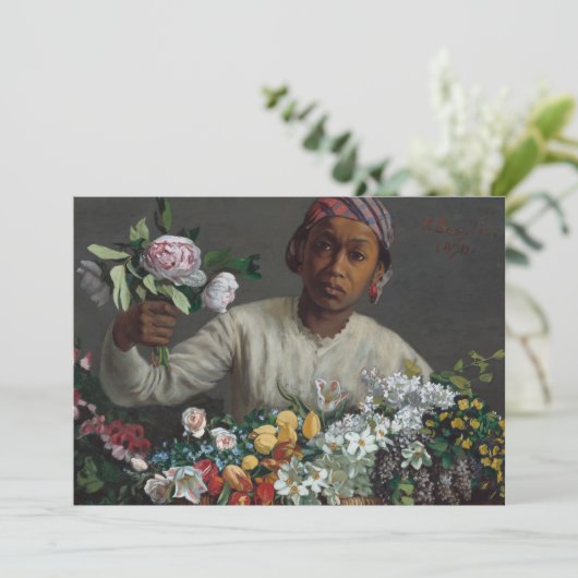 Junge Frau mit Peonies | Fré dé Bazille Card (Stehend Vorderseite)