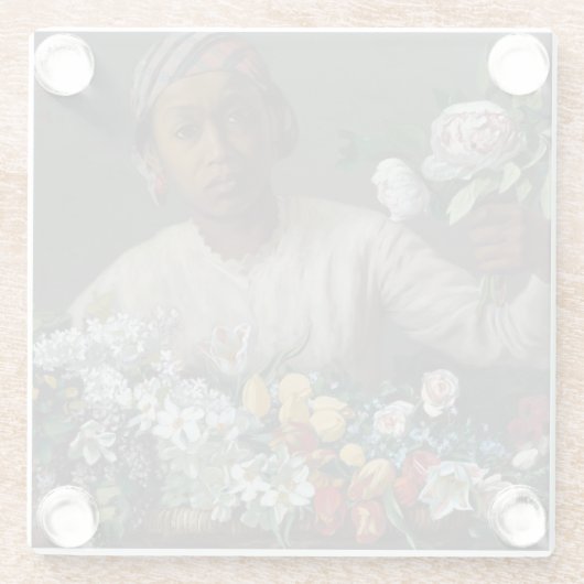 Junge Frau mit Peonies | Fré dé Bazille Glasuntersetzer (Rückseite)