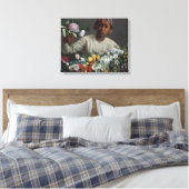 Junge Frau mit Peonies | Fré dé Bazille Leinwanddruck (Insitu (Schlafzimmer))