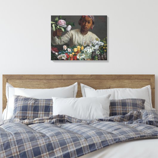 Junge Frau mit Peonies | Fré dé Bazille Leinwanddruck (Insitu (Schlafzimmer))