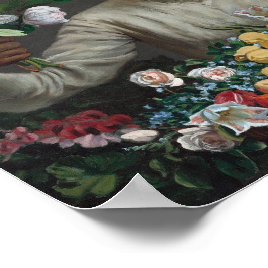 Junge Frau mit Peonies | Fré dé Bazille Poster (Ecke)