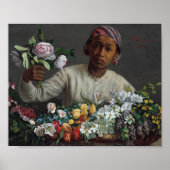 Junge Frau mit Peonies | Fré dé Bazille Poster (Vorne)