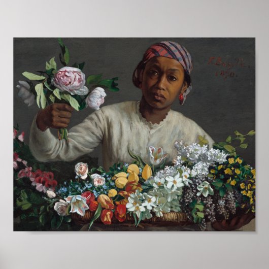 Junge Frau mit Peonies | Fré dé Bazille Poster (Vorne)