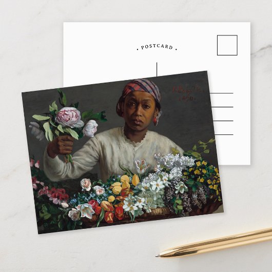 Junge Frau mit Peonies | Fré dé Bazille Postkarte