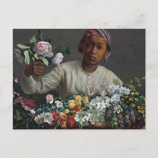 Junge Frau mit Peonies | Fré dé Bazille Postkarte (Vorderseite)