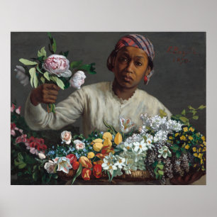 Junge Frau mit Peonies Frédéric Bazille Fine Art Poster