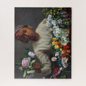 Junge Frau mit Peonys von Frederic Bazille Puzzle (Vertikal)