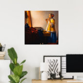 Junge Frau mit Perlenhalskette von Vermeer Poster (Heimbüro)