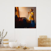 Junge Frau mit Perlenhalskette von Vermeer Poster (Küche)