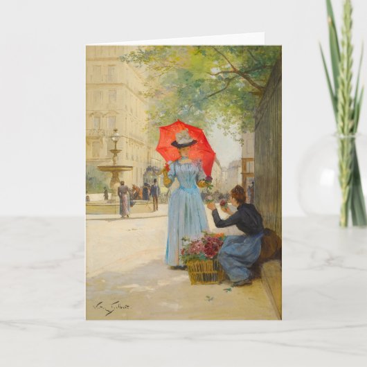 Junge Frau mit Regenschirm | Victor Gabriel Gilber Karte (Vorderseite)