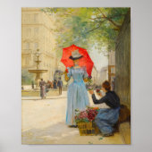 Junge Frau mit Regenschirm | Victor Gabriel Gilber Poster (Vorne)