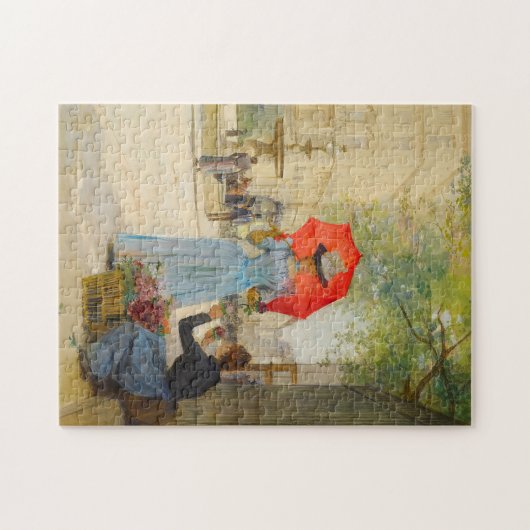 Junge Frau mit Regenschirm | Victor Gabriel Gilber Puzzle (Horizontal)