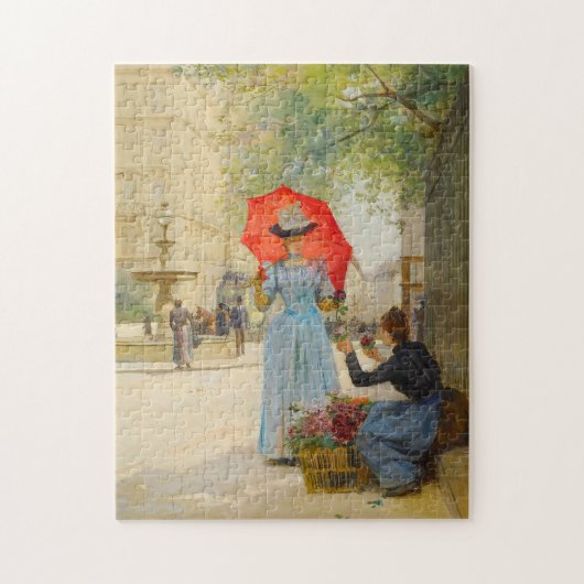 Junge Frau mit Regenschirm | Victor Gabriel Gilber Puzzle (Vertikal)