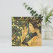 Junge Frau mit schönen Schmetterlingen Karte (Stehend Vorderseite)