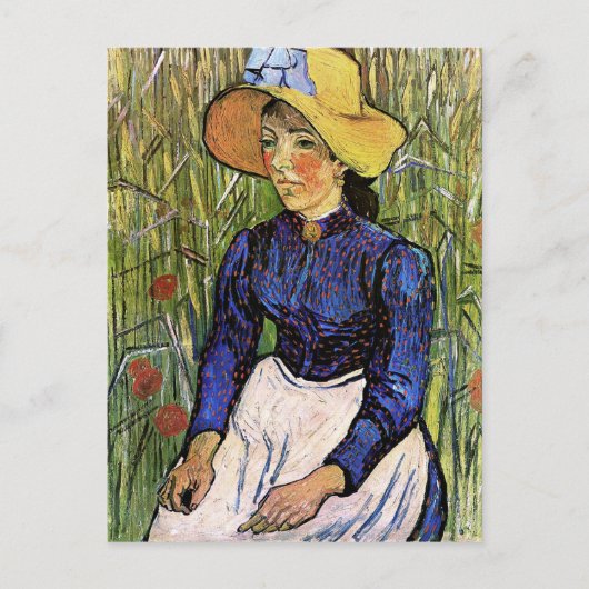 Junge Frau mit Straw Hat Van Gogh Fine Art Postkarte (Vorderseite)