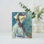 Junge Frau mit Strohhut | Berthe Morisot Postkarte (Stehend Vorderseite)