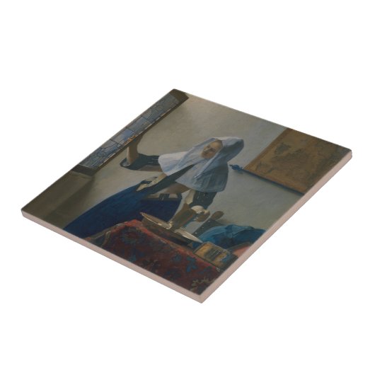 Junge Frau mit Wasserpfeifer Vermeer Art Puzzle Fliese (Seite)