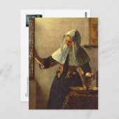 Junge Frau mit Wasserpitcher - Johannes Vermeer Postkarte (Vorne/Hinten)