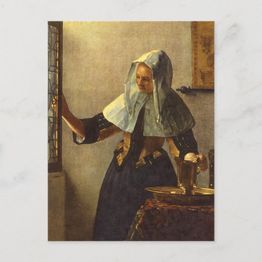 Junge Frau mit Wasserpitcher - Johannes Vermeer Postkarte (Vorderseite)