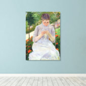 Junge Frau Nähen im Garten, c.1880-82 Leinwanddruck (Insitu (Holzboden))