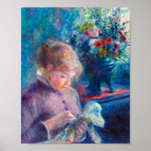 Junge Frau nähend von Pierre-Auguste Renoir Poster
