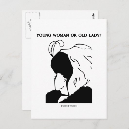 Junge Frau oder alte Dame? (optische Illusion) Postkarte (Vorne/Hinten)