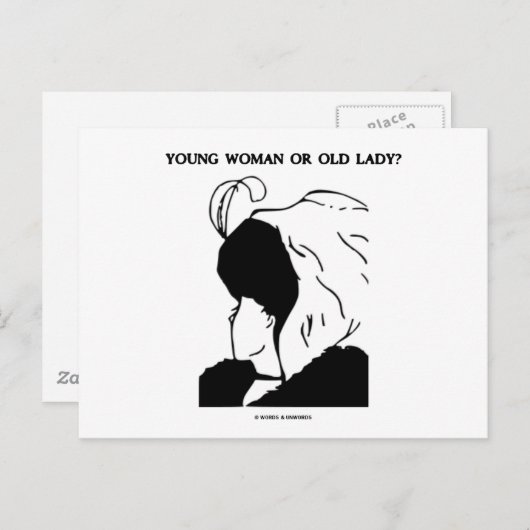 Junge Frau oder alte Dame? (optische Illusion) Postkarte (Vorne/Hinten)