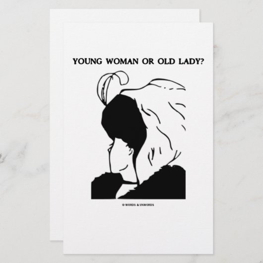 Junge Frau oder alte Dame? (Optische Täuschung) Briefpapier (Vorne/Hinten)
