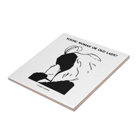 Junge Frau oder alte Frau? (optische Illusion) Fliese (Seite)