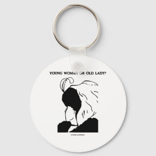Junge Frau oder alte Frau? (optische Illusion) Schlüsselanhänger