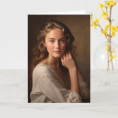 Junge Frau Portrait. Karte (Gelbe Blume)