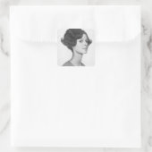 Junge Frau Quadratischer Aufkleber (Tasche)