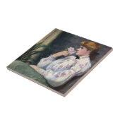 Junge Frau riechend Blume Duft (Reverie) Fliese (Seite)